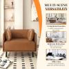 Christopher Knight Home Faux Leather Club Chair, Upholstered Accent Chair, Mid Century Modern Lounge Chair, Reading Chair with Two Throw Pillow, Brown