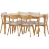 Christopher Knight Home Indoor Wood and Fabric 7 Piece Dining Set, Natural Oak and Light Beige