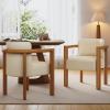 Christopher Knight Home Izu Modern Rubberwood Dining Chairs Set of 2, Fabric Upholstered Armchair Set of 2 with Ample Seat, Comfy Dining Room Chairs with Curved Backrest, Beige + Walnut