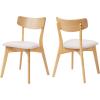 Christopher Knight Home Ladit Wooden Dining Chairs Set of 2 Upholstered, Mid-Century Dining Room Chair Rubber Wood, 2 Accent Chairs for Living Room Kitchen Ergonomic Designed, Light Beige + Natural