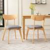 Christopher Knight Home Ladit Wooden Dining Chairs Set of 2 Upholstered, Mid-Century Dining Room Chair Rubber Wood, 2 Accent Chairs for Living Room Kitchen Ergonomic Designed, Dark Grey + Natural