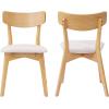 Christopher Knight Home Ladit Wooden Dining Chairs Set of 2 Upholstered, Mid-Century Dining Room Chair Rubber Wood, 2 Accent Chairs for Living Room Kitchen Ergonomic Designed, Light Beige + Natural