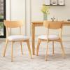 Christopher Knight Home Ladit Wooden Dining Chairs Set of 2 Upholstered, Mid-Century Dining Room Chair Rubber Wood, 2 Accent Chairs for Living Room Kitchen Ergonomic Designed, Light Beige + Natural