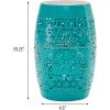 Christopher Knight Home Outdoor Side Table, Lace Cut IronSideTable, Patio Garden Stool Coffee End Table, Round Hollow DrumSideTable, Metal Decorative Garden Stool for Patio Balcony, Teal