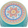 Christopher Knight Home Outdoor Side Table, Lace Cut IronSideTable, Patio Garden Stool Coffee End Table, Round Hollow DrumSideTable, Metal Decorative Garden Stool for Patio Balcony, Teal