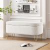 Christopher Knight Home Oval Storage Bench, Upholstered Storage Ottoman, Boucle Ottoman, Small Foot Rest Stool, End Side Table,Toy Box Storage for Living Room Bedroom End of Bed Entryway, White