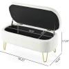 Christopher Knight Home Oval Storage Bench, Upholstered Storage Ottoman, Boucle Ottoman, Small Foot Rest Stool, End Side Table,Toy Box Storage for Living Room Bedroom End of Bed Entryway, White
