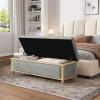 Christopher Knight Home Storage Ottoman Bench End of Bed Rectangular Storage Bench for Bedroom Entryway Foot Rest Stool with Hinges Easy Lid Operation 18.5 x 48.5 x 16 Inches, Gray