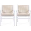 Christopher Knight Home Wecker Acacia Wood Outdoor Dining Chairs Set of 2, Wooden Patio Armchair with Water Repellent Cushion, Outdoor Kitchen Side Chair for Lawn, Garden, Backyard, Beige+White(Beige+white)