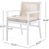 Christopher Knight Home Wecker Acacia Wood Outdoor Dining Chairs Set of 2, Wooden Patio Armchair with Water Repellent Cushion, Outdoor Kitchen Side Chair for Lawn, Garden, Backyard, Beige+White(Beige+white)