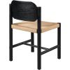 Christopher Knight Home Wolta Acacia Wood Dining Chair Set of 2, Boho Wooden Dining Room Armless Chair with Rope Woven Detail, Boho Indoor Kitchen Side Chair, Black+Dark Beige