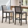 Christopher Knight Home 30.5 Inch Seat Height Bar Stools Set of 2, Mid-Century Upholstered Bar Chairs,Solid Rubber Wood Kitchen Chairs, Armless Barstools for Kitchen Island,Dining Room,Black+Gray(Black+grey)