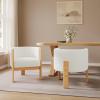 Christopher Knight Home Annie Modern Boucle Upholstered Dining Chairs Set of 2, Wooden Dining Room Armchair, Curved Backrest Kitchen Chairs, Living Room Accent Chair for Extra Seat, Natural + White