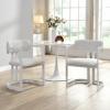 Christopher Knight Home Auber Modern Upholstered Dining Chair Set of 2, Fabric Upholstery Dining Armchair Set with Metal Frame, Comfy Side Chair for Living Room, Beige+White(Beige+white)