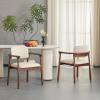 Christopher Knight Home Emeny Modern Faux Leather Upholstered Dining Chairs Set of 2, PU Kitchen Side Chairs with Wooden Frame, Living Room Comfy Reading Chair with Curved Backrest, Beige+Dark Walnut