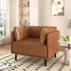 Christopher Knight Home Faux Leather Club Chair, Upholstered Accent Chair, Mid Century Modern Lounge Chair, Reading Chair with Two Throw Pillow, Brown