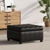 Christopher Knight Home Faux Leather Storage Ottoman Square Ottoman End of Bed Ottoman Cube for Bedroom Entryway Foot Rest Stool with Hinged Lid 30.25″ x 30.25″ x 18″, Black(Midnight Black + Dark Brown)