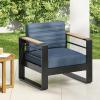 Christopher Knight Home Giovanna Aluminum Club Chair, Accent Chair with Cushions, Patio Arm Chair, Durable Frame Suitable for Outdoor, Club Chair for Patio Balcony Garden Outdoor Yard, Blue(Blue)