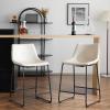 Christopher Knight Home Hassendale Armless Bar Stools Set of 2, Kitchen Bar Stools, Vintage Style Bar Stool Chairs, Faux Leather Counter Chairs for Living Room, Cafe, Pub, Bar Counter, Cream+Black