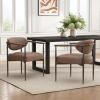 Christopher Knight Home Hyeok Modern Fabric Upholstered Dining Chairs Set of 2, Armchair Set with Metal Frame, Comfy Accent Chair with Backrest/Seat Cushions for Kitchen/Dining Room, Beige + Bronze(Brown/Pu Leather)