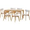 Christopher Knight Home Indoor Wood and Fabric 7 Piece Dining Set, Natural Oak and Light Beige