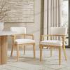 Christopher Knight Home Jarvan Boucle Upholstered Dining Chairs Set of 2, Mid Century Modern Kitchen Chair with Open Backrest and U-Shape Armrest, Wooden Living Room Chairs Set of 2, Beige + Oak(Beige + Oak)