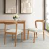 Christopher Knight Home Keria Solid Rubber Wood Dining Chairs Set of 2, Modern Dining Chair with Fabric Padding, Kitchen Chairs with Rounded Backrest, Extra Seat for Dining Room, Natural + Beige(Natural + Beige)
