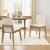 Christopher Knight Home Lucian Armless Dining Chairs Set of 2, Modern Dining Chair with Fabric Upholstery, Sturdy Wood Frame Kitchen Chairs, Extra Seat for Dining Room, Beige + Oak(Beige + Oak)