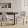 Christopher Knight Home Mongi Dining Chairs Set of 2 with Sturdy Iron Frame, Comfy Linen Upholstered Dining Room Chairs, Armless Accent Chair/Side Chair for Dining Room/Kitchen, Bronze + Light Grey(Bronze + Light Grey)