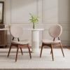 Christopher Knight Home Nomi Solid Wood Dining Chairs Set of 2, Kitchen Armless Chair with Upholstered Curved Backrest/Seat, Comfy Living Room Chairs Set of 2 with Splayed Legs, Beige + Brown(Dark Beige + Walnut)