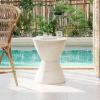 Christopher Knight Home Outdoor Round Side Table,Patio Garden Stool End Coffee Table,Decorative Accent Table for Patio,or Balcony,Lightweight Concrete Material,Black Marble(Travertine hourglass)