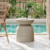 Christopher Knight Home Outdoor Round Side Table,Patio Garden Stool End Coffee Table,Decorative Accent Table for Patio,or Balcony,Lightweight Concrete Material,Black Marble(Light Grey)