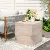 Christopher Knight Home Outdoor Round Side Table,Patio Garden Stool End Coffee Table,Decorative Accent Table for Patio,or Balcony,Lightweight Concrete Material,Black Marble(Travertine square)