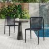 Christopher Knight Home Set of 2 Burgess Minimalist Patio Wicker Stacking Dining Chairs, Outdoor PE Rattan Accent Armless Chair, Sturdy Metal Frame Garden/Porch/Backyard Stackable Side Chair, Orange(Black)