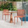 Christopher Knight Home Set of 2 Burgess Minimalist Patio Wicker Stacking Dining Chairs, Outdoor PE Rattan Accent Armless Chair, Sturdy Metal Frame Garden/Porch/Backyard Stackable Side Chair, Orange(Orange)