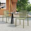 Christopher Knight Home Set of 2 Burgess Minimalist Patio Wicker Stacking Dining Chairs, Outdoor PE Rattan Accent Armless Chair, Sturdy Metal Frame Garden/Porch/Backyard Stackable Side Chair, Orange(Green)