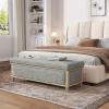 Christopher Knight Home Storage Ottoman Bench End of Bed Rectangular Storage Bench for Bedroom Entryway Foot Rest Stool with Hinges Easy Lid Operation 18.5 x 48.5 x 16 Inches, Gray