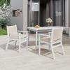 Christopher Knight Home Wecker Acacia Wood Outdoor Dining Chairs Set of 2, Wooden Patio Armchair with Water Repellent Cushion, Outdoor Kitchen Side Chair for Lawn, Garden, Backyard, Beige+White(Beige+white)