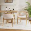 Christopher Knight Home Yunara Comfy Boucle Upholstered Dining Chairs Set of 2, Wooden Kitchen Chair with Curved Open Backrest, Mid Century Modern Living Room Chairs Set of 2, Light Brown + Walnut(Beige + Oak)