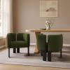 Christopher Knight Home Yusi Fabric Upholstered Dining Chairs Set of 2, Modern Wooden Dining Armchair, Curved Backrest Kitchen Side Chair, Living Room Accent Chair for Extra Seat, Beige + Natural(Black + Olive Green)