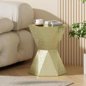 Christopher Knight Home Fairmo Gold End Table, Hexagonal Hourglass-Shaped Iron Accent Side Table, Metal Decorative Corner Stool for Living Room Bedroom Home Decor, Not Assembly Required(Gold Hexagonal Hourglass)
