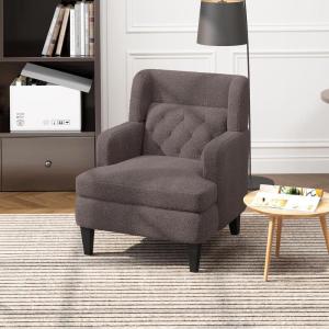 Christopher Knight Home Modern Teddy Fleece Fabric Upholstered Accent Chair, Ergonomic Living Room Club Chair with Tufted Backrest, Cozy Soft Padded Seat Armchair, Bedroom Reading Lounge Chair, Brown(Russet Brown)