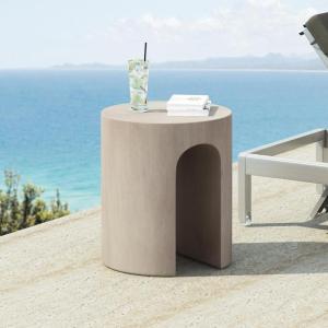 Christopher Knight Home Outdoor Round Side Table,Patio Garden Stool End Coffee Table,Decorative Accent Table for Patio,or Balcony,Lightweight Concrete Material,Black Marble(Light Gray u-shape)