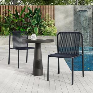 Christopher Knight Home Set of 2 Burgess Minimalist Patio Wicker Stacking Dining Chairs, Outdoor PE Rattan Accent Armless Chair, Sturdy Metal Frame Garden/Porch/Backyard Stackable Side Chair, Orange(Black)