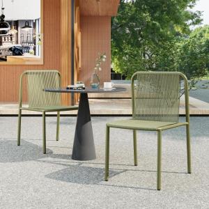 Christopher Knight Home Set of 2 Burgess Minimalist Patio Wicker Stacking Dining Chairs, Outdoor PE Rattan Accent Armless Chair, Sturdy Metal Frame Garden/Porch/Backyard Stackable Side Chair, Orange(Green)