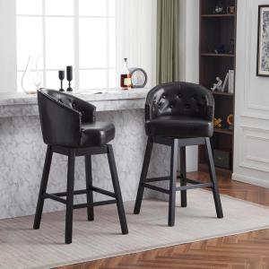 Christopher Knight Home Winaw 33.25″ Counter Stools Set of 2, Upholstered Counter Height Bar Stools, Swivel Seat Barstools, Arm Kitchen Chairs, Barstools for Home Bar, Kitchen Counter, Beige+Black(Wenge + Brown)
