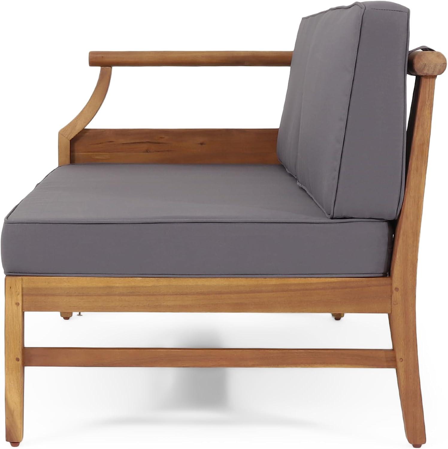 imageAston Outdoor 5 Seater Sectional Chat Set with Cushions Acacia Wood TeakDark Gray