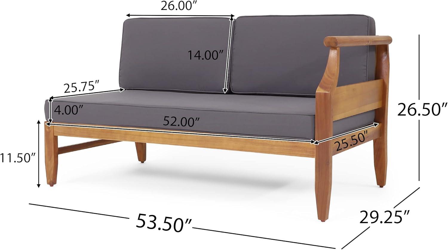 imageAston Outdoor 5 Seater Sectional Chat Set with Cushions Acacia Wood TeakDark Gray