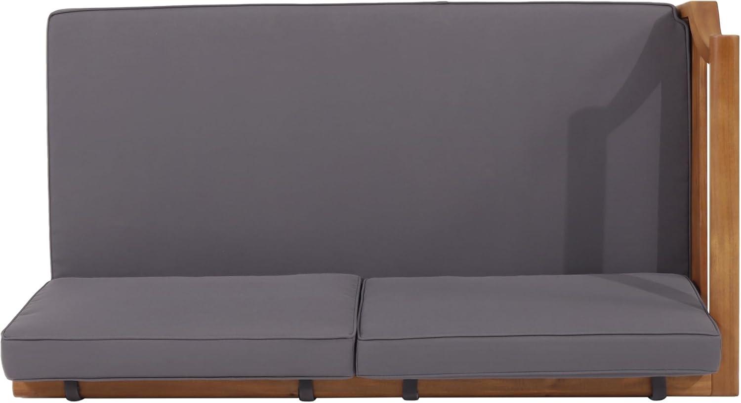 imageAston Outdoor 5 Seater Sectional Chat Set with Cushions Acacia Wood TeakDark Gray