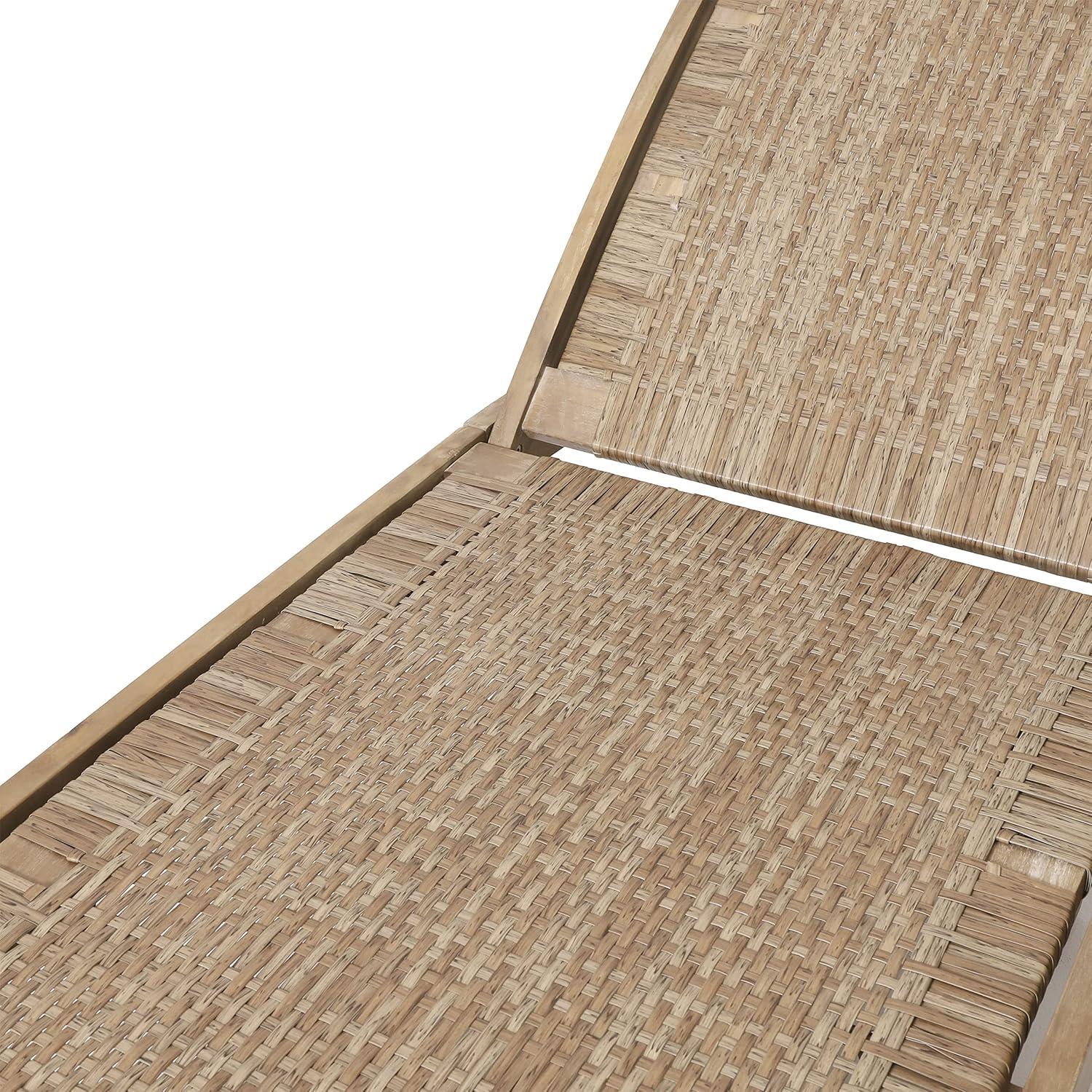 imageBenfield Outdoor Chaise Lounge Acacia Wood and Flat Wicker Light BrownLight Multibrown Set of 2